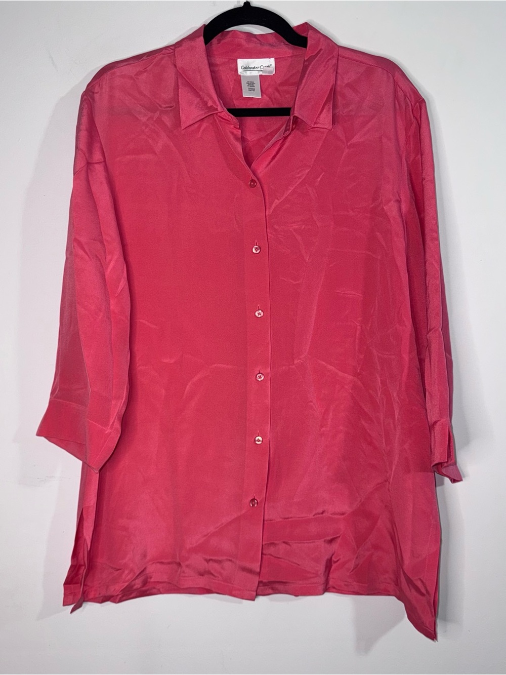 Coldwater Creek Women’s L Pink Silk Blend Button Front Tunic Blouse
